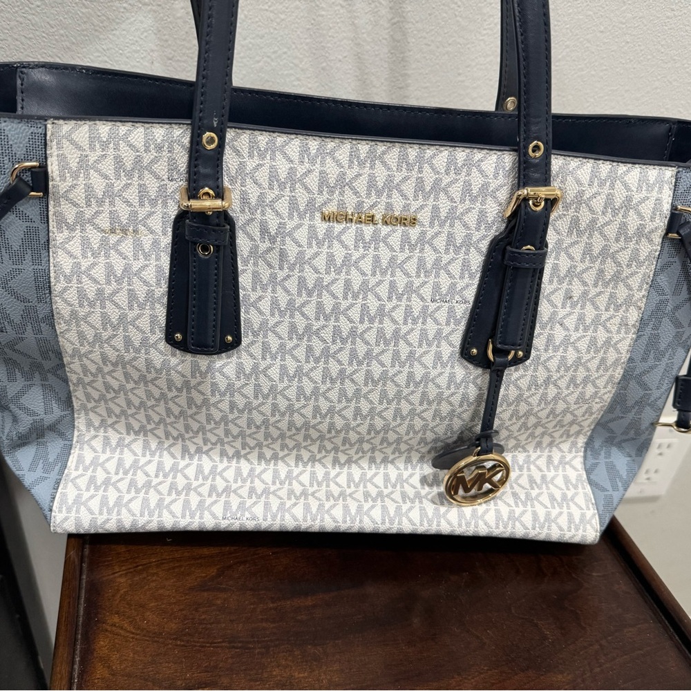 Michael Kors Blue and White Signature Tote